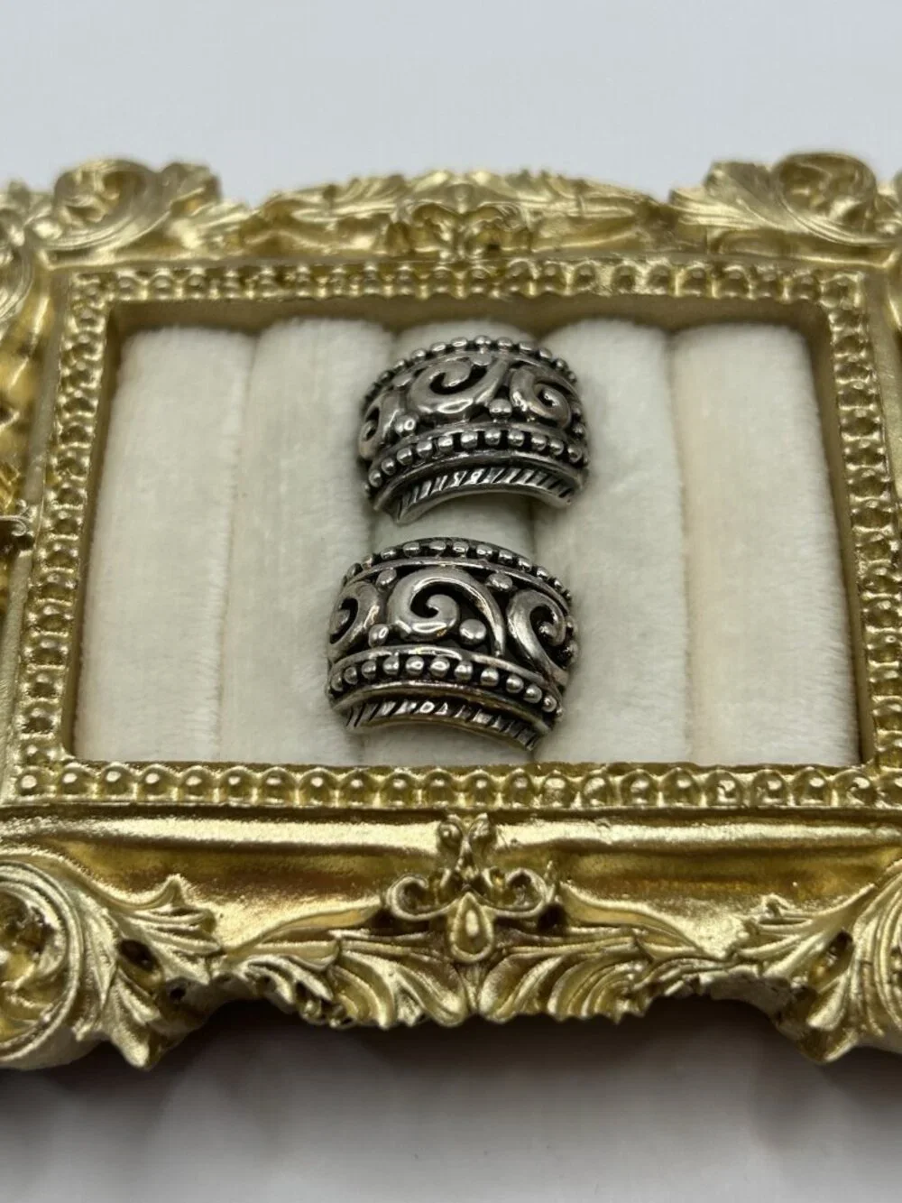 Vintage Thai Sterling Silver 925 Post Earrings Scroll Boho Artisan Patina Gift - Picture 10 of 11